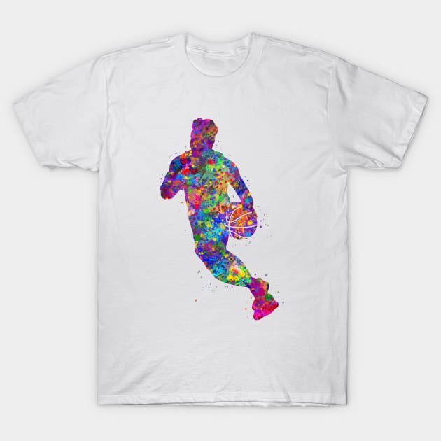 Basketball watercolor T-Shirt by Yahya Art